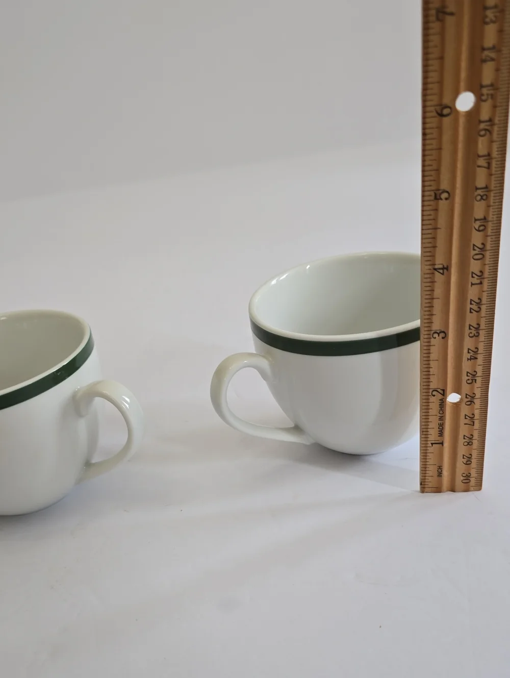Williams Sonoma Set Of 2 Brasserie Coffee Cups White Green Band Japan